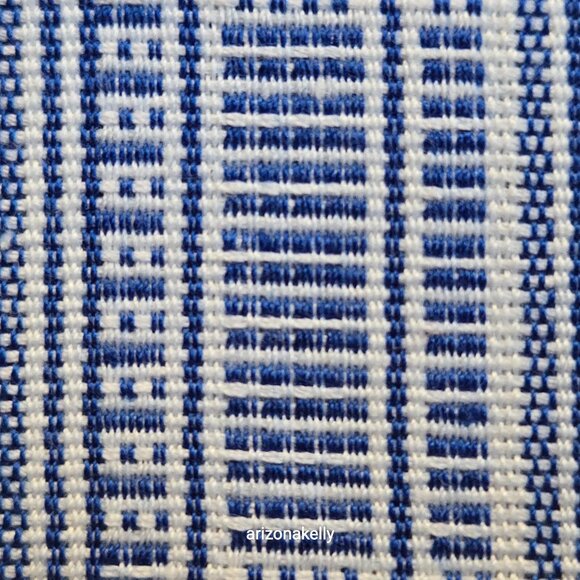 Cotton Linen Woven Scarf Blue & White - Picture 8 of 14